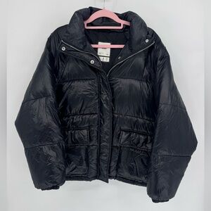 Abercrombie & Fitch Women's Oversized Utility Black Puffer Coat Size Large